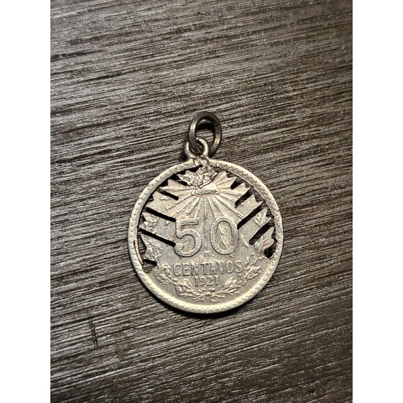1921 Mexico 50 Centavos .720 Silver World Coin Pendent - 7.43g - Picture 2 of 3